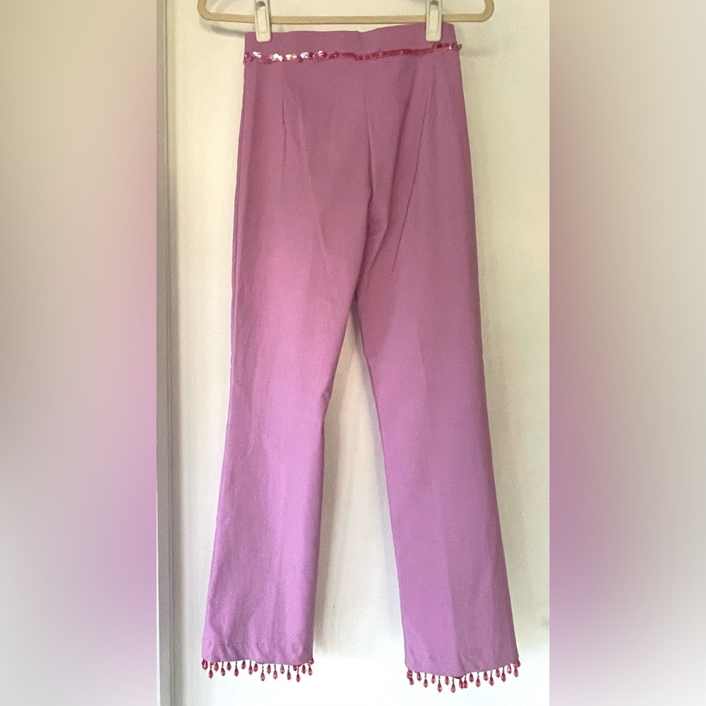 Saraco Paris Pink Sequin and bead trimmed pants, French, XS, pink, EUC - Picture 4 of 10